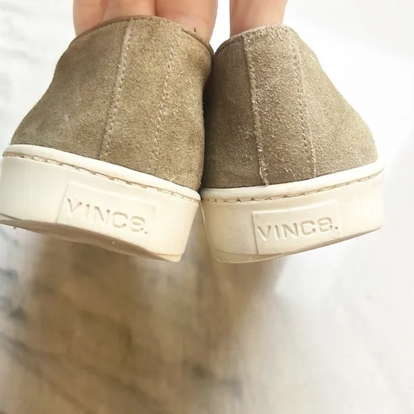 Vince Warren Platform Slip-On Sneakers Taupe Suede size 7