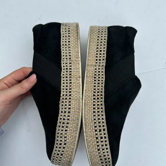 Vince Wilden Platform Espadrille Sneakers Jute Suede Sz 9 in Black Slip-on