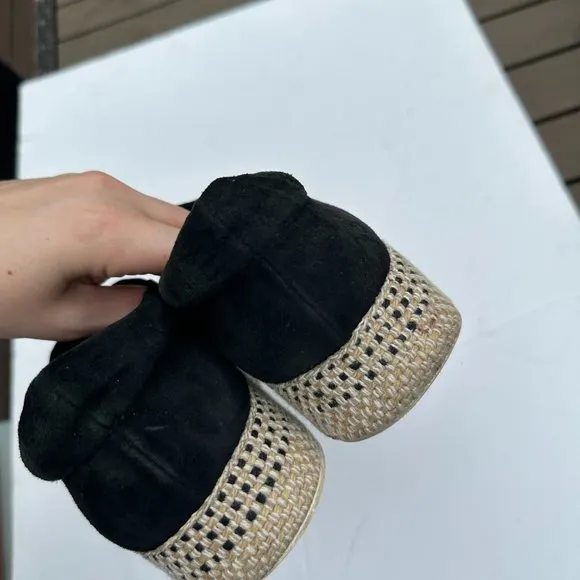 Vince Wilden Platform Espadrille Sneakers Jute Suede Sz 9 in Black Slip-on