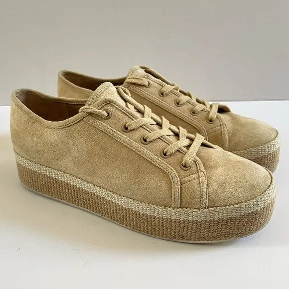 Vince Windell tan Suede Flatform Sneakers - Size 6.5M