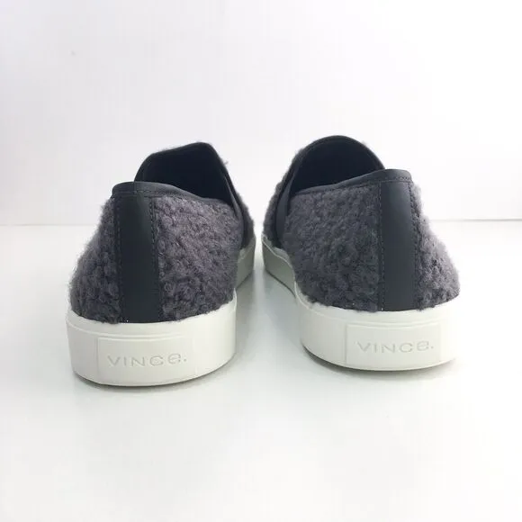Vince Women 9 Blair 5 Sneaker Gray Grey Faux Shearling Slip On Platform NEW