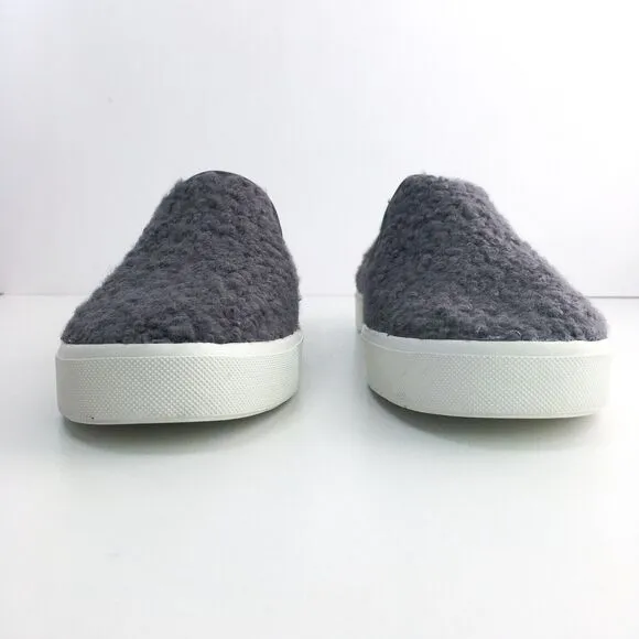 Vince Women 9 Blair 5 Sneaker Gray Grey Faux Shearling Slip On Platform NEW