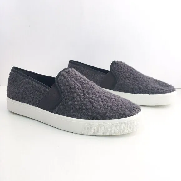Vince Women 9 Blair 5 Sneaker Gray Grey Faux Shearling Slip On Platform NEW