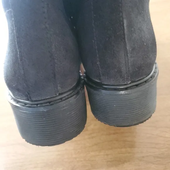 Vince Womens Suede Combat Boots Size 7.5 Black Lace Up Ankle Booties Comfy Moto