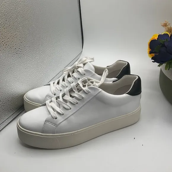 Vince Women's White Leather Platform Benfield Sneakers