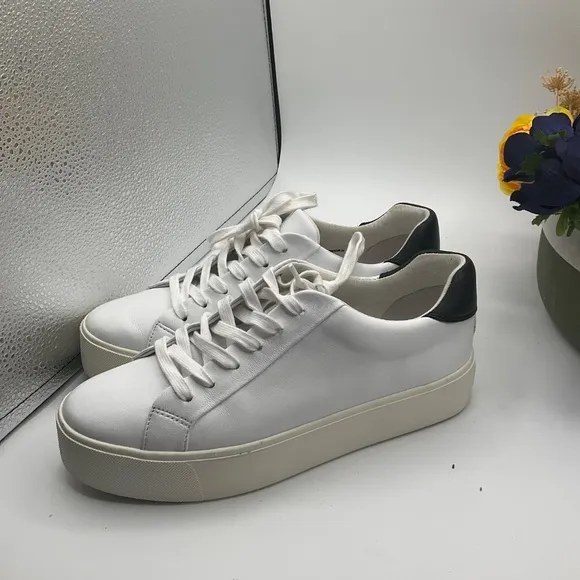 Vince Women's White Leather Platform Benfield Sneakers