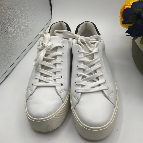 Vince Women's White Leather Platform Benfield Sneakers