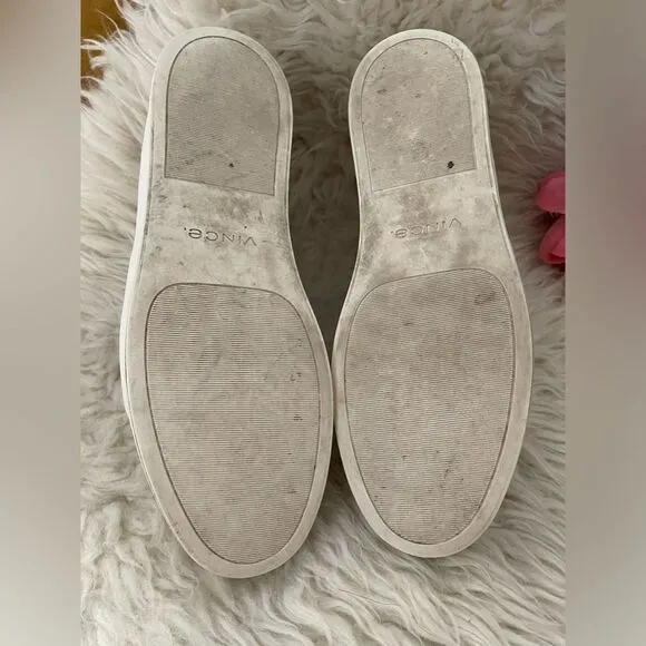 Vince Wallace Leather Slip on White Platform Sneakers Size 8