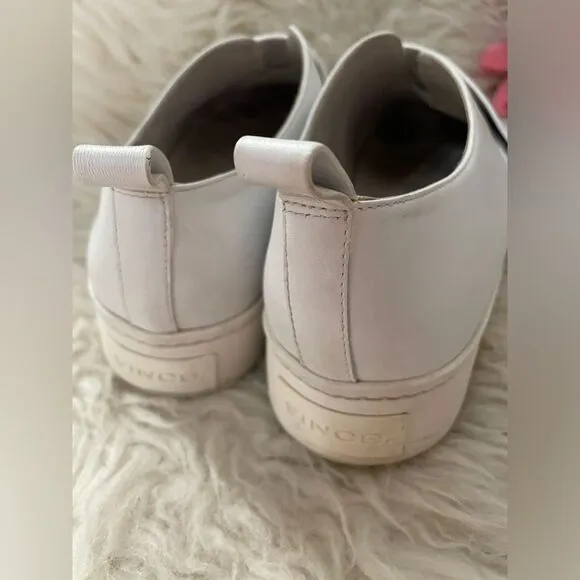 Vince Wallace Leather Slip on White Platform Sneakers Size 8