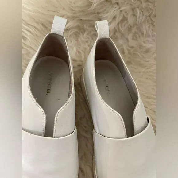 Vince Wallace Leather Slip on White Platform Sneakers Size 8