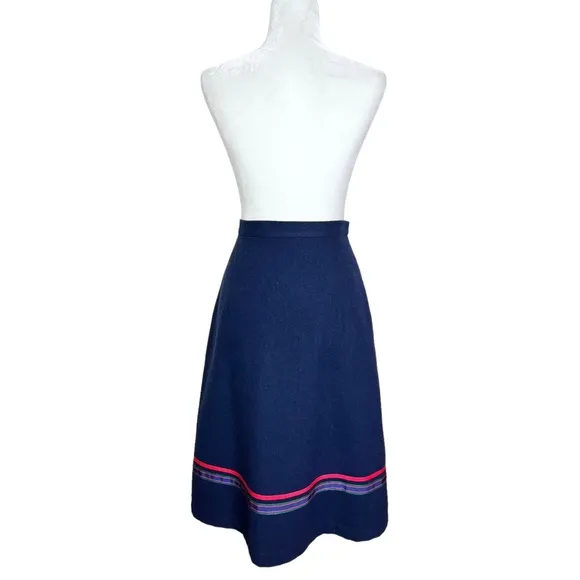 Vintage 1960s preppy Wrap Midi Skirt With Ribbon Trim