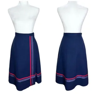 Vintage 1960s preppy Wrap Midi Skirt With Ribbon Trim