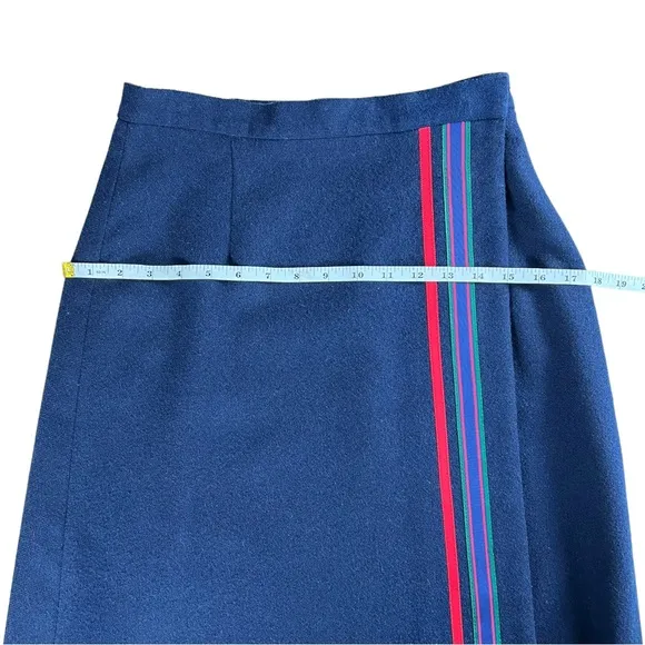 Vintage 1960s preppy Wrap Midi Skirt With Ribbon Trim