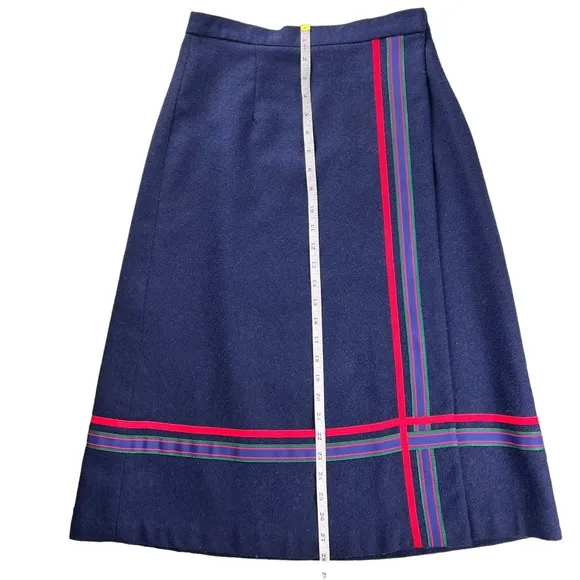 Vintage 1960s preppy Wrap Midi Skirt With Ribbon Trim