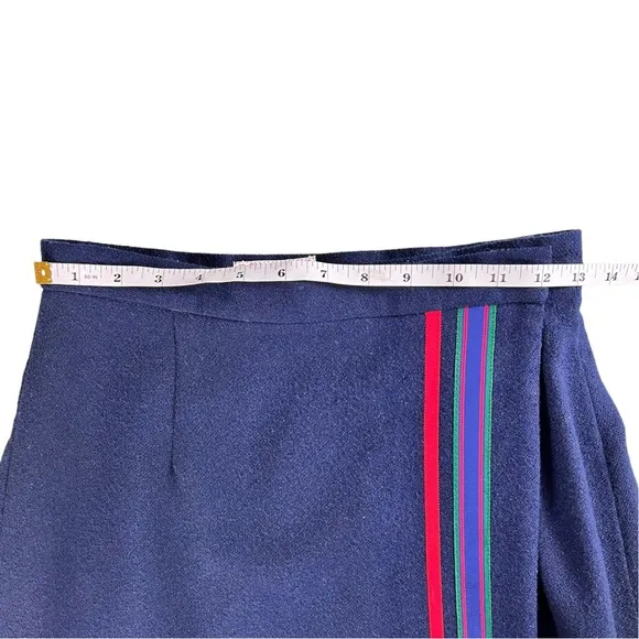 Vintage 1960s preppy Wrap Midi Skirt With Ribbon Trim