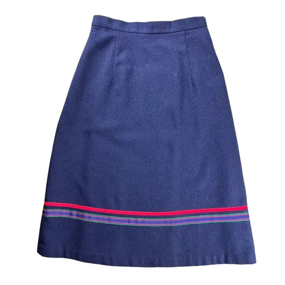 Vintage 1960s preppy Wrap Midi Skirt With Ribbon Trim