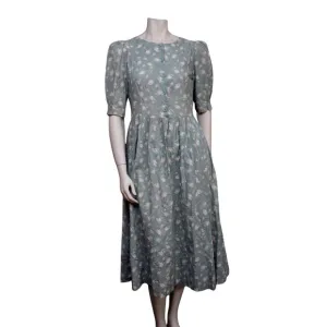 Vintage 80s Laura Ashley Floral Cotton Dress UK 14 US 12 Romantic Cottagecore
