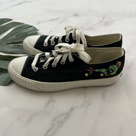 Vintage 90s Keds Looney Tunes Low Top Sneakers Womens Size 9 Black Martian