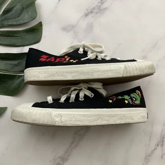 Vintage 90s Keds Looney Tunes Low Top Sneakers Womens Size 9 Black Martian