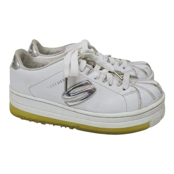 Vintage 90s Skechers White Chrome Platform Sneakers