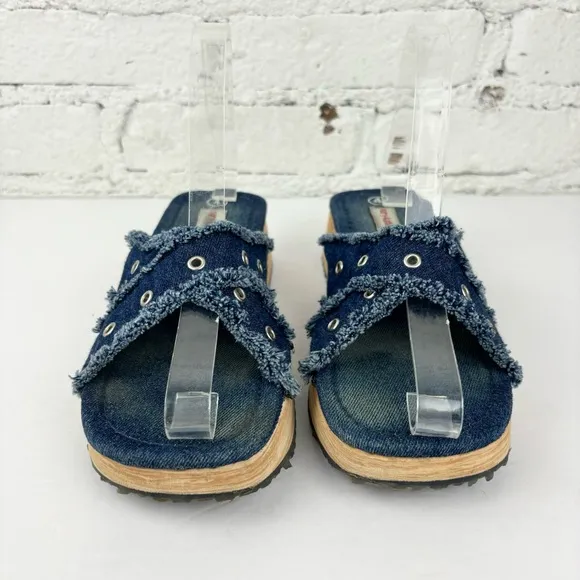 Vintage 90’s Y2K Denim Platform Slip On Sandals