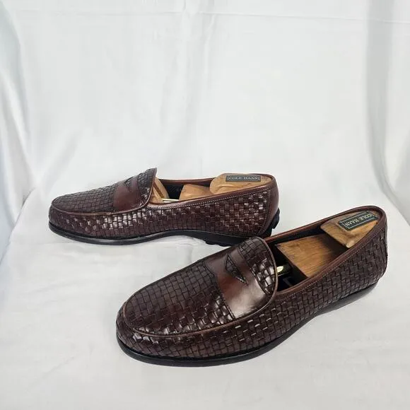 Vintage Bragano by Cole Haan Woven Leather Loafers Men’s 9 Italy w Shoe Trees