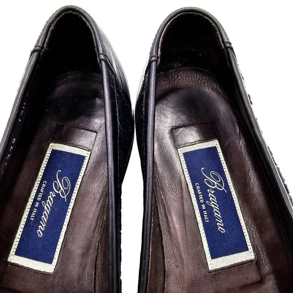 Vintage Bragano Italy Woven Black Suede Dress Shoes Men's 7.5M Loafers Cole Haan