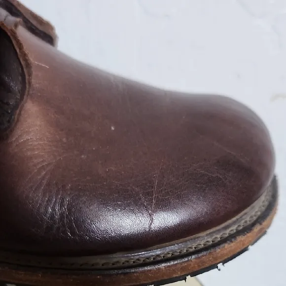 VINTAGE Brown Leather Strap Buckle Combat Boots 10M