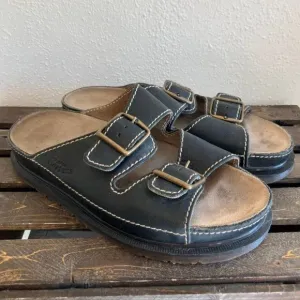 Vintage Doc Dr Martens Mens Black Leather Double Strap Chunky Sandals Size US 10