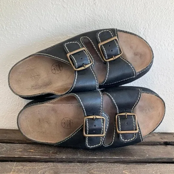Vintage Doc Dr Martens Mens Black Leather Double Strap Chunky Sandals Size US 10