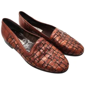 Vintage Lorenzo Banfi Italian Woven Leather Loafers 11 Handmade in Italy Slip-On