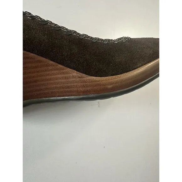Vintage Rampage Brown Suede Peep Toe Wedge Shoes Size 9 Heels Sandals
