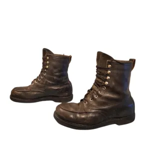 Vintage Vulcan Black Leather Lace-Up Combat Military Boots Men's Size 8E