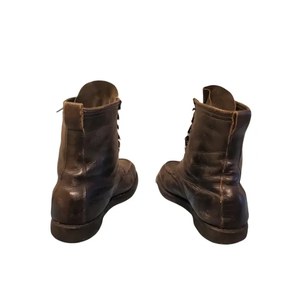 Vintage Vulcan Black Leather Lace-Up Combat Military Boots Men's Size 8E