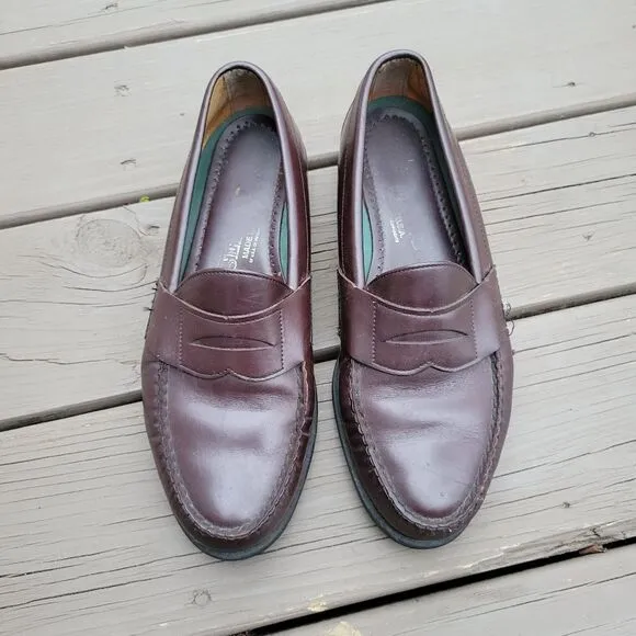 Vintage 90s y2k Brown Leather Moc Toe Moccasin Slip-on Driving Penny Loafers 9