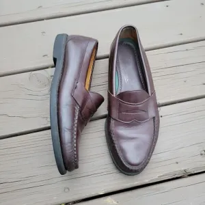 Vintage 90s y2k Brown Leather Moc Toe Moccasin Slip-on Driving Penny Loafers 9