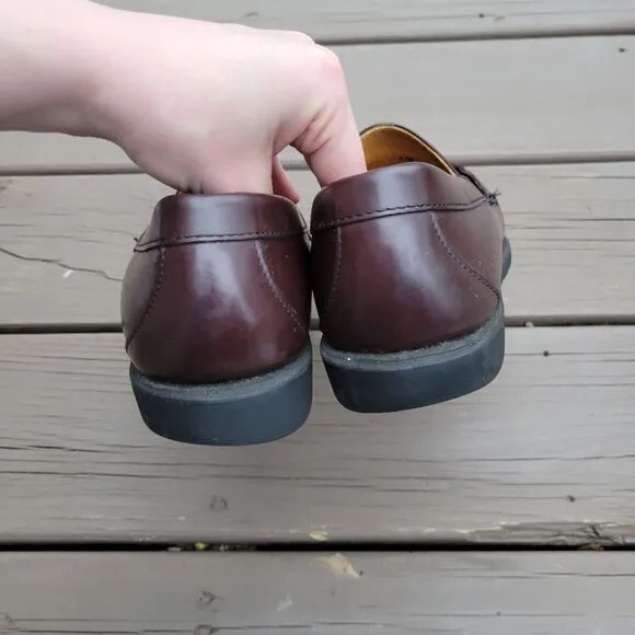 Vintage 90s y2k Brown Leather Moc Toe Moccasin Slip-on Driving Penny Loafers 9
