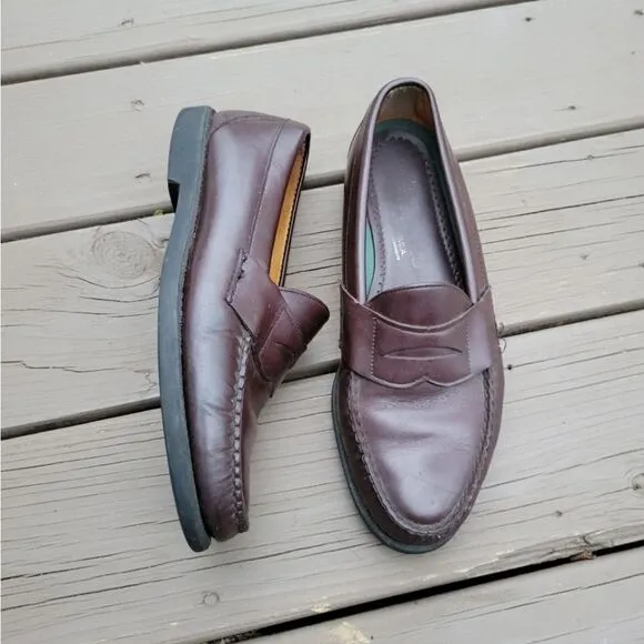 Vintage 90s y2k Brown Leather Moc Toe Moccasin Slip-on Driving Penny Loafers 9
