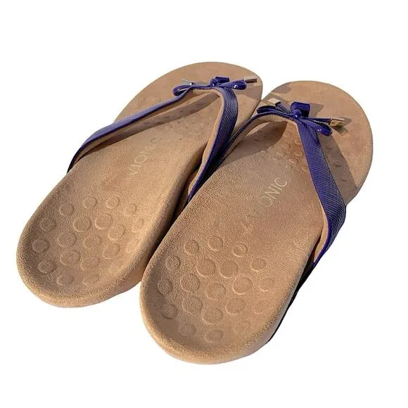 Vionic Bella II Lizard Bow Slip-On Thong Sandals Purple Size 11
