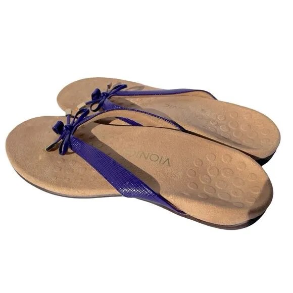 Vionic Bella II Lizard Bow Slip-On Thong Sandals Purple Size 11