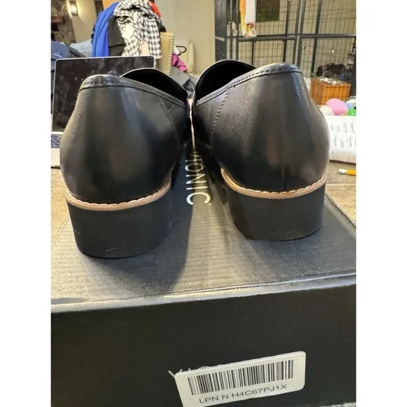 Vionic Cheryl II Black Leather Slip On Loafers Women's Size US 9.5 Lug Sole