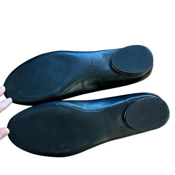Vionic Hannah Orthaheel Black Leather Metallic Accent Women's Flats Size 8