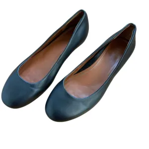 Vionic Hannah Orthaheel Black Leather Metallic Accent Women's Flats Size 8