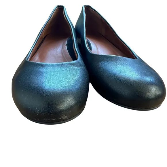 Vionic Hannah Orthaheel Black Leather Metallic Accent Women's Flats Size 8