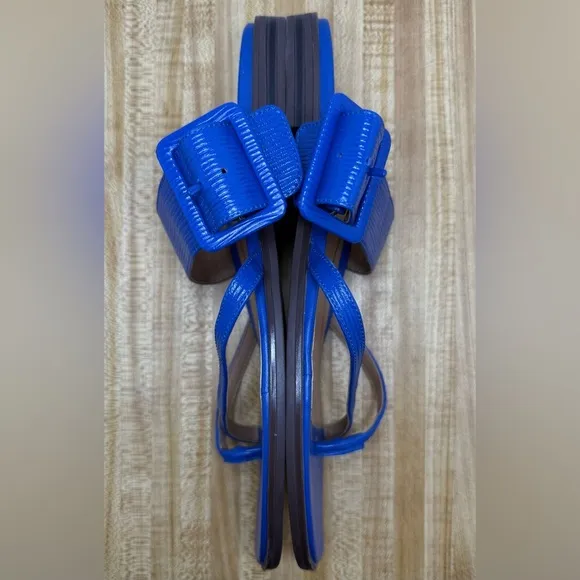 Vionic Julep Blue Leather Slip On Buckle Detail Sandals Sz 12