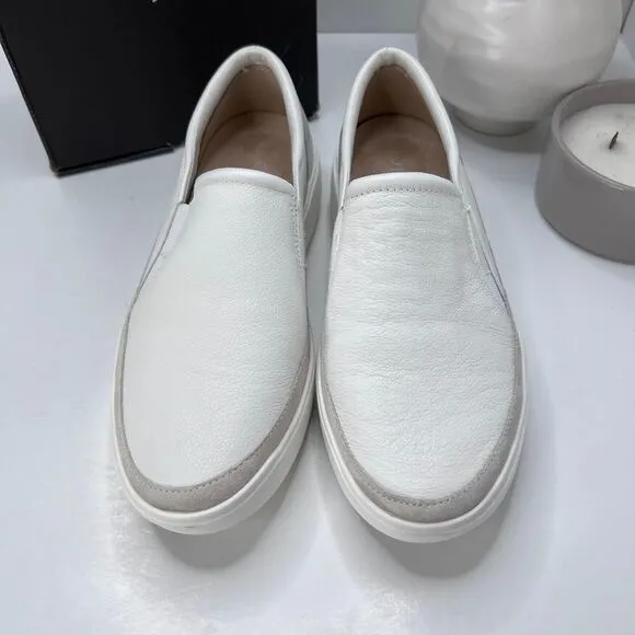 Vionic Kearny Platform Slip On Leather Sneakers White 18680L1100 Women's 9 Wide