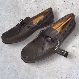 Vionic Luca Loafers Men’s Size 11.5 Gray Leather Slip On Moccasin Driving Shoes