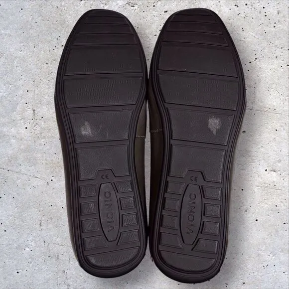 Vionic Luca Loafers Men’s Size 11.5 Gray Leather Slip On Moccasin Driving Shoes