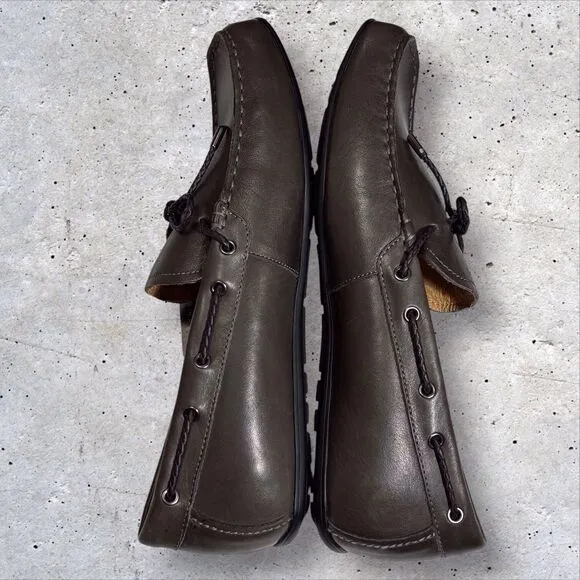 Vionic Luca Loafers Men’s Size 11.5 Gray Leather Slip On Moccasin Driving Shoes