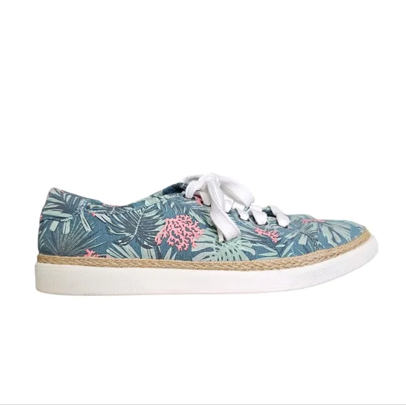 Vionic Sneaker Hattie Tropical Beach Lace-Up Casual Flat sz 7.5